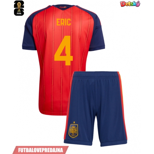 Lacne Dětský Futbalové dres Španielsko Eric Garcia #4 MS 2026 Krátky Rukáv - Domáci (+ trenírky)